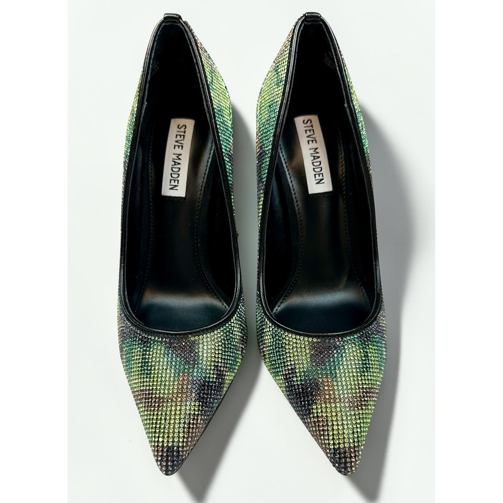 NWOB Steve Madden Vivacious Rhinestone Camouflage Pumps Green Womens 7M
